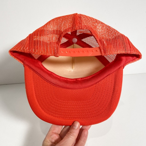 Vintage Reddish Orange Trucker Hat Mesh Snapback Beer Drinking Funny Novelty - Picture 5 of 15